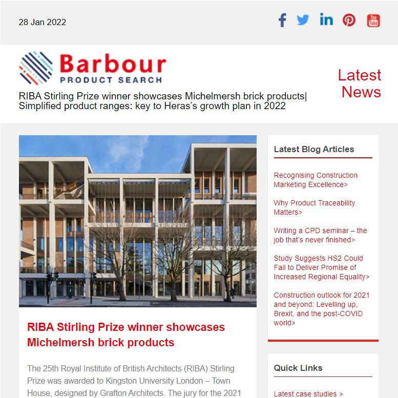 RIBA Stirling Prize winner showcases Michelmersh brick products|  Simplified product ranges: key to Heras’s growth plan in 2022